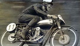 Guglielmo Bellasi in gara, da ragazzo, metà anni ’50 con una Ceccato..100 cc..
